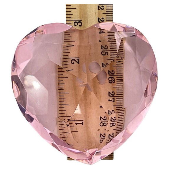Crystal Glass Heart Shaped Clear Pink Paperweight Wedding Gift Home Office Decor - Picture 8 of 8
